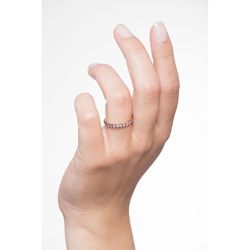 Anillo oro rosa 18k zafiros rosa puntas brunidas