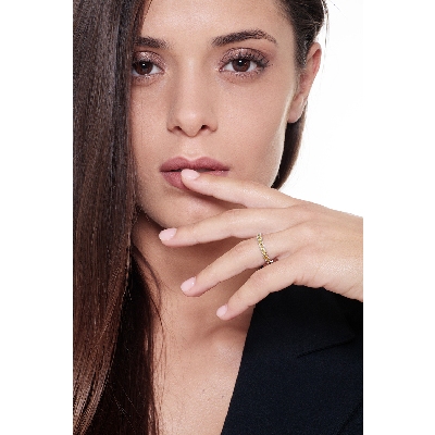 Anillo de la Eternidad oro blanco 18k diamantes amarillos