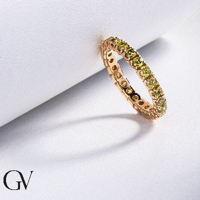 Anillo Eternity oro amarillo 18k diamantes amarillos
