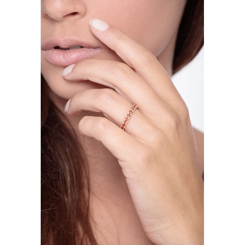 Anillo Eternity 18k oro rosa zafiros naranja