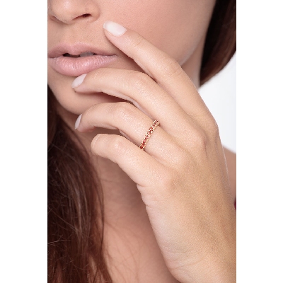 Anillo Eternity 18k oro rosa zafiros naranja