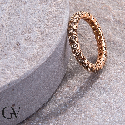 Anillo Eternity oro rosa 18k con diamantes brown
