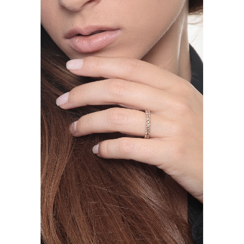 Anillo Eternity oro rosa 18k con diamantes brown