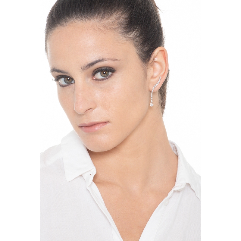 Pendientes colgantes flexibles en oro blanco 18k con diamantes