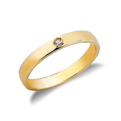 Anillo alianza Especial Unoaerre en Oro Amarillo 18k con diamante 0,03 ct