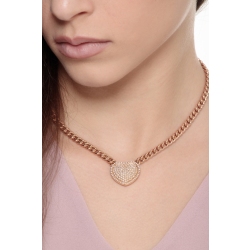 Cadena Groumette Oro Rosa 18k Corazón Pavé Diamantes 2