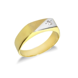 Anillo en oro amarillo y blanco 18k con circonio