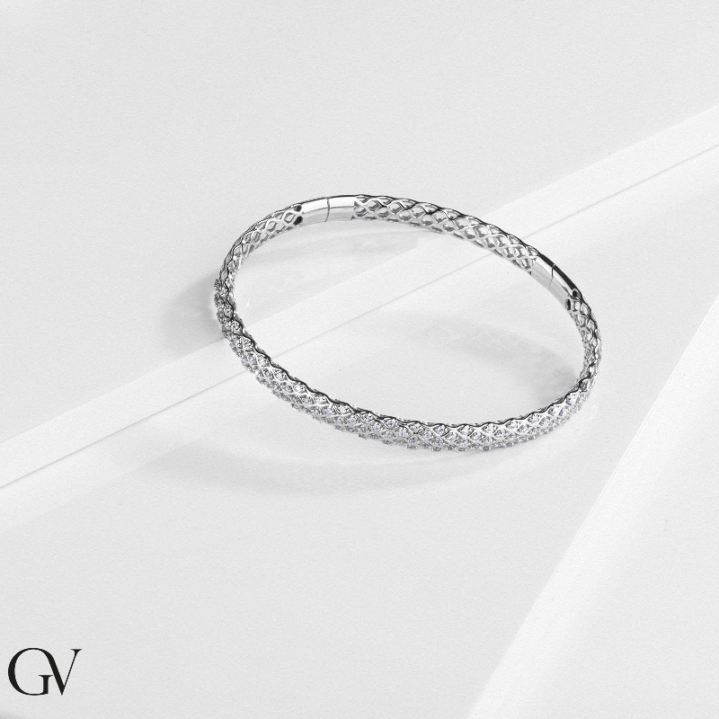 Pulsera rígida en oro blanco de 18k con diamantes Pulsera rígida en oro blanco de 18k con diamantes