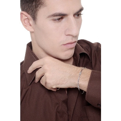 Pulsera para hombre en oro blanco 18k semirrígida
