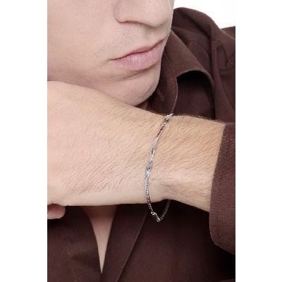 Pulsera para hombre en oro blanco 18k semirrígida