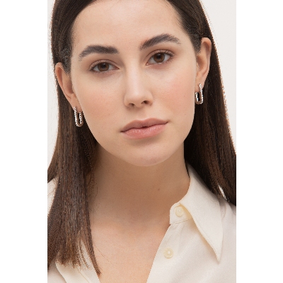 Pendientes Ovalados Oro Blanco 18k con Diamantes