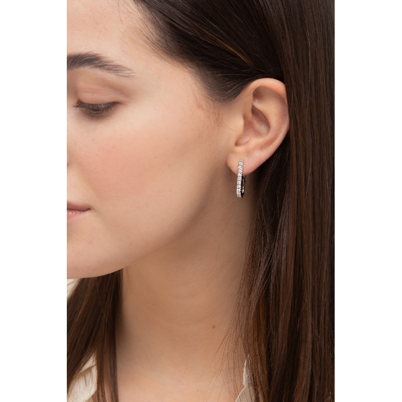 Pendientes Ovalados Oro Blanco 18k con Diamantes