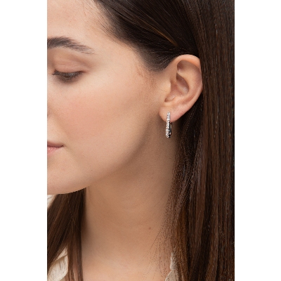 Pendientes Ovalados Oro Blanco 18k con Diamantes