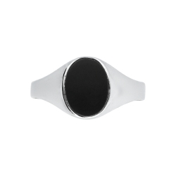 Anillo Chevalier de Oro Blanco 18k con Ónix 2