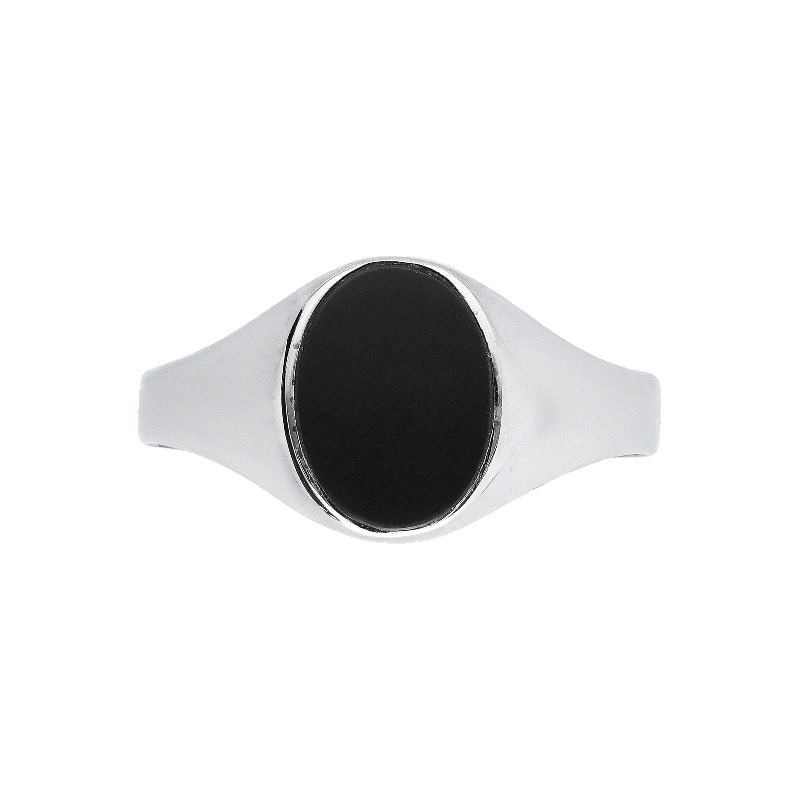 Anillo Chevalier de Oro Blanco 18k con Ónix Anillo Chevalier de Oro Blanco 18k con Ónix