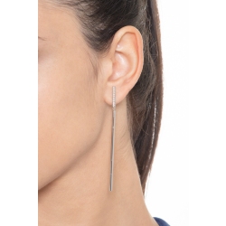 Pendientes barra oro blanco 18K diamantes brillantes 2