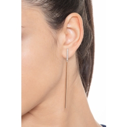 Pendientes colgantes de barra en oro rosa y blanco de 18k con diamantes 2
