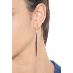 Pendientes colgantes en barra de oro rosa y blanco 18k con diamantes 2