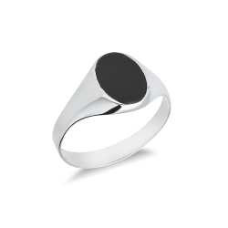 Anillo Chevalier de Oro Blanco 18k con Ónix