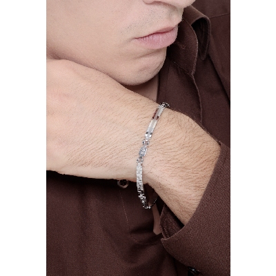 Pulsera para hombre en oro blanco 18k con placas 