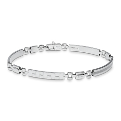 Pulsera para hombre en oro blanco 18k con placas