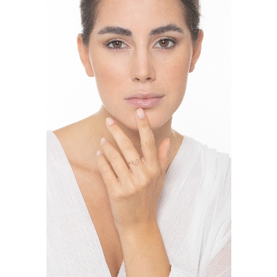 Anillo V oro rosa 18k con diamantes