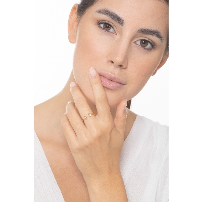 Anillo abierto oro rosa 18k con cruces en diamantes