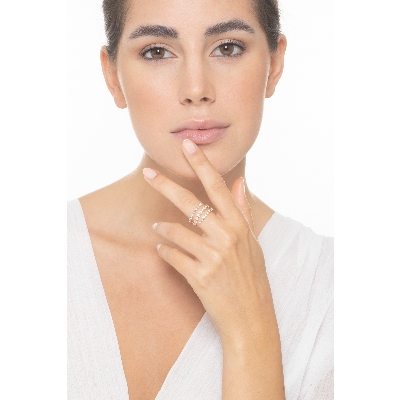 Anillo oro rosa 18k tres bandas con diamantes