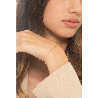 Pulsera semi rígida en oro rosa 18k con diamantes