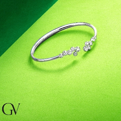 Pulsera rígida oro blanco 18k con diamantes