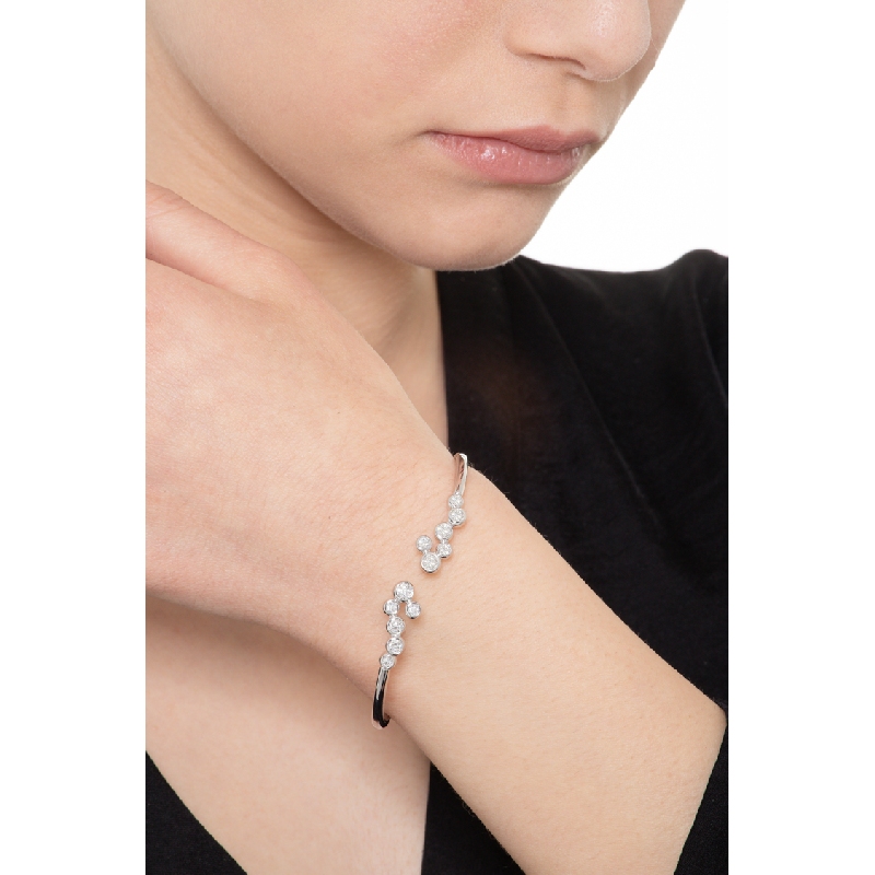 Pulsera rígida oro blanco 18k con diamantes