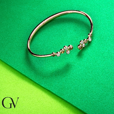 Pulsera semirrígida oro rosa 18k con diamantes marrón y diamantes