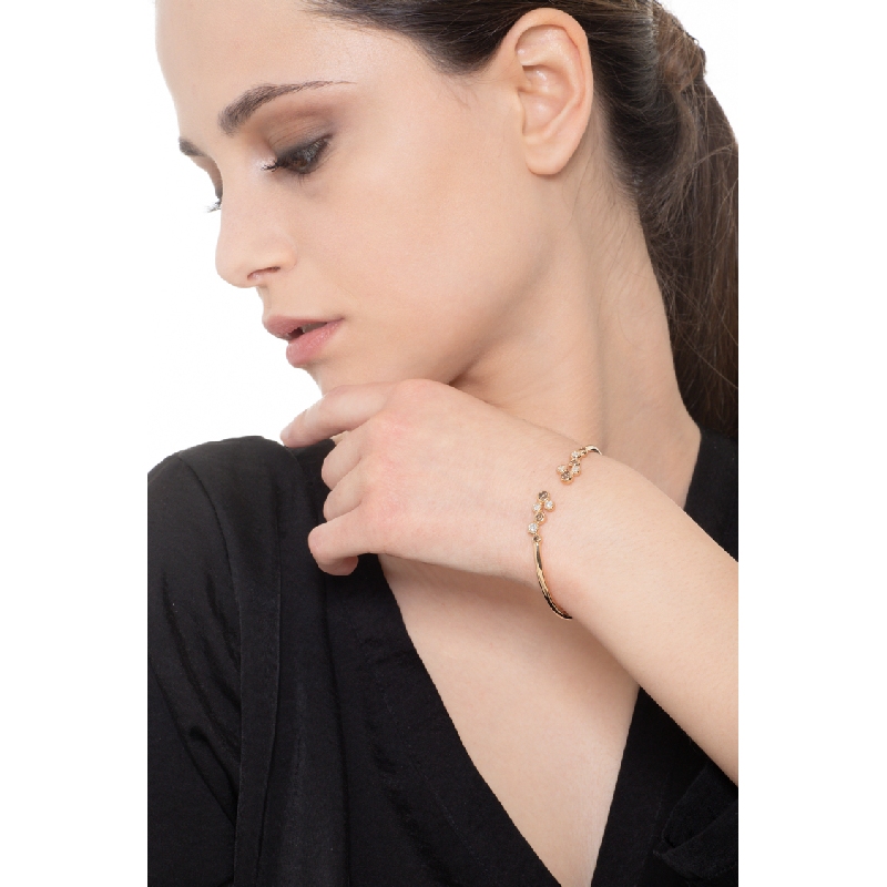 Pulsera semirrígida oro rosa 18k con diamantes marrón y diamantes