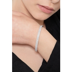 Pulsera rigida en oro blanco 18k con doble fila de diamantes 2