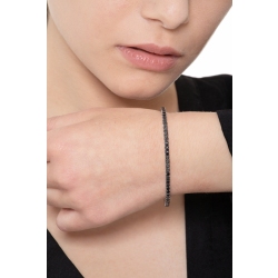Pulsera rígida oro blanco de 18 quilates con diamantes negros  2