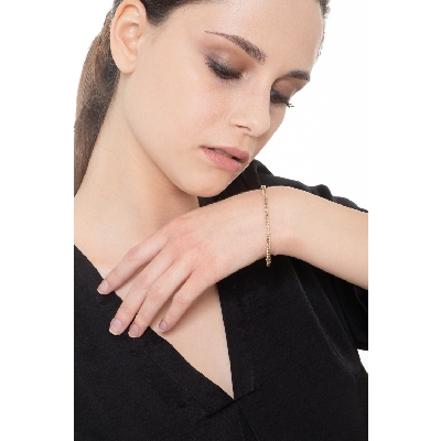 Pulsera rígida oro rosa 18 quilates con diamantes brown