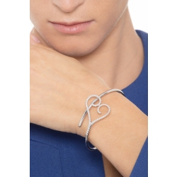 Pulsera semirrígida oro blanco 18k con corazón de diamantes 2