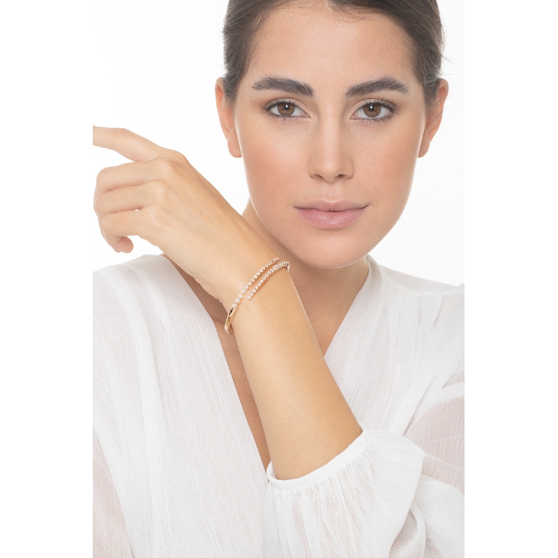 Brazalete rígido oro rosa 18 quilates con diamantes Brazalete rígido oro rosa 18 quilates con diamantes