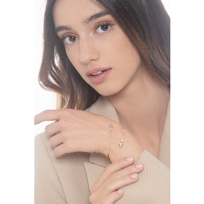 Pulsera semi rígida en oro rosa 18k con gotas y diamantes