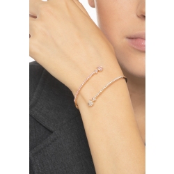 Pulsera Semi Rígida en Oro Rosa 18K con Corazones Diamantes y Zafiros Rosas 2