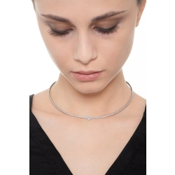 Gargantilla semirrígida mujer en oro blanco 18k con diamantes 2