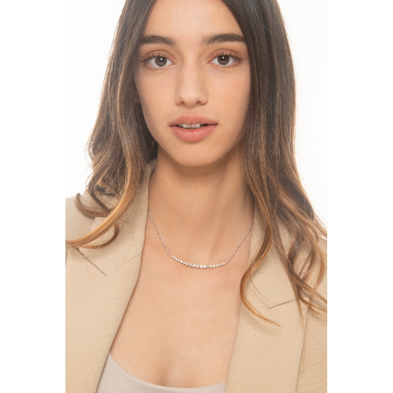 Gargantilla de malla rolò en oro blanco de 18 quilates con diamantes Gargantilla de malla rolò en oro blanco de 18 quilates con diamantes