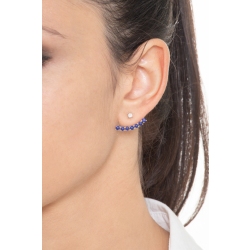 Pendiente individual en oro blanco 18 quilates con zafiros azules y diamante 2