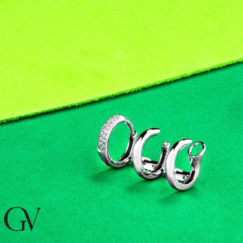 Pendiente individual en oro blanco 18 ct con diamantes, izquierda