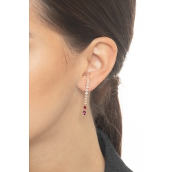 Pendientes en oro rosa 18k con colgantes de rubíes y diamantes 2
