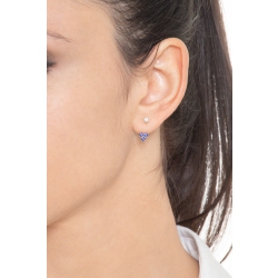 Mono pendiente en oro blanco 18k con zafiros azules y diamante 2