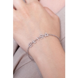 Pulsera con nombre ELISA de diamantes oro blanco 18k  2
