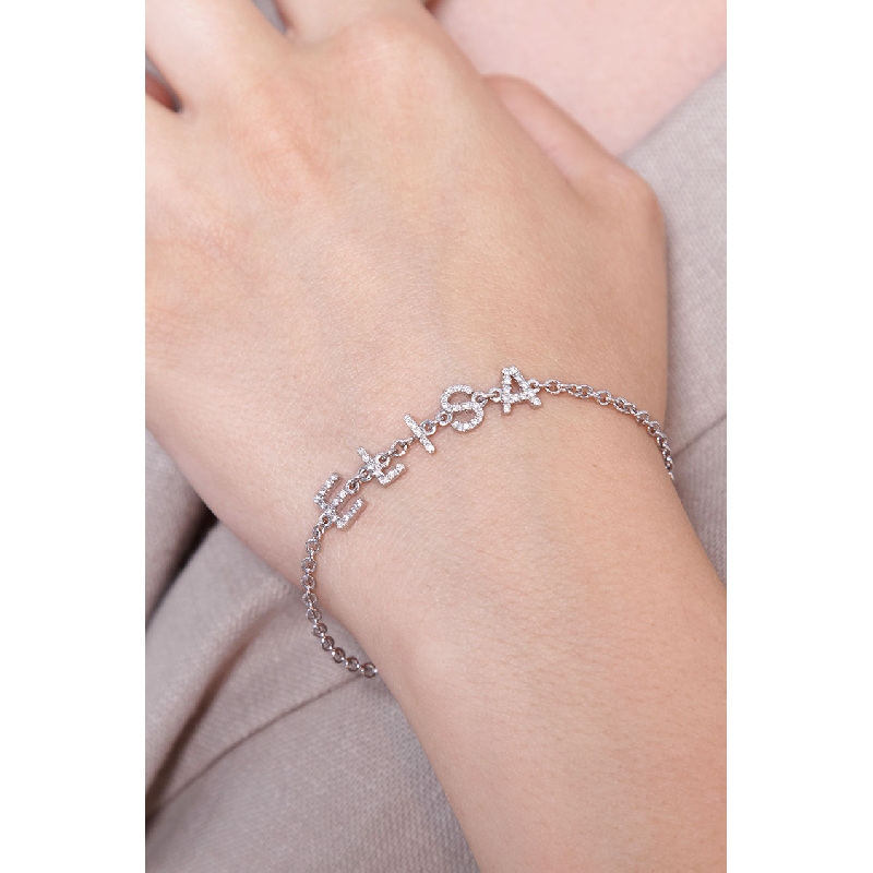 Pulsera con nombre ELISA de diamantes oro blanco 18k  Pulsera con nombre ELISA de diamantes oro blanco 18k