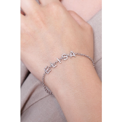 Pulsera con nombre ELISA de diamantes oro blanco 18k 