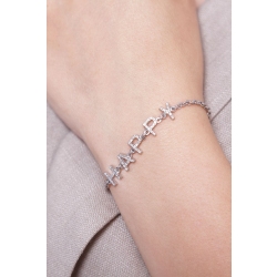 Pulsera con letras HAPPY en oro blanco y diamantes 2